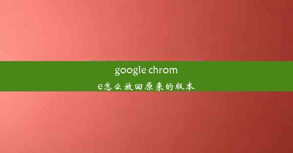 google chrome怎么放回原来的版本